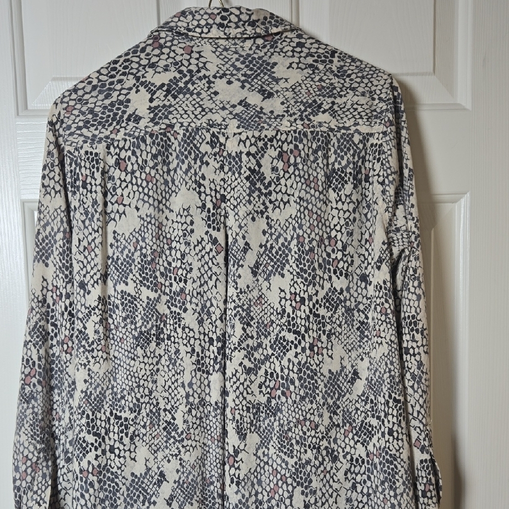 Velvet Hearts M 🤘🏼Snakeskin B&W+Pink Long Sleeve Button-up VTG ROCKER SHIRT🎸 - Picture 7 of 9